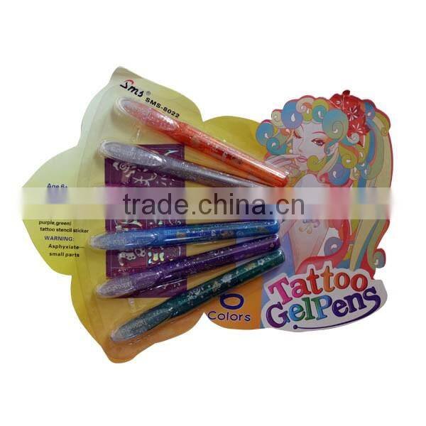 Best selling plastic promotional tattoo gel pen