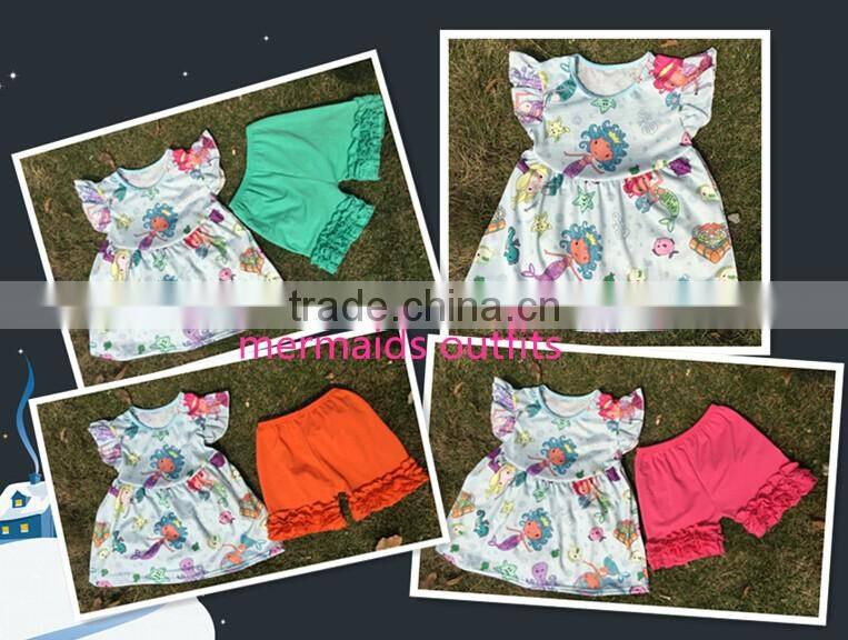 new style white dress clothes and blue bell-bottom girls baby and kids wholesale boutique outfits
