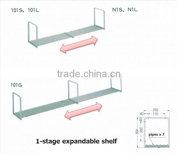 Stain-resistant and reliable metal shelf with water resistance with width adjusting function made in Japan