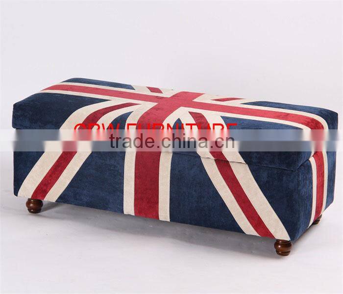SF-1511 Union Jack Fabric Storage Ottoman