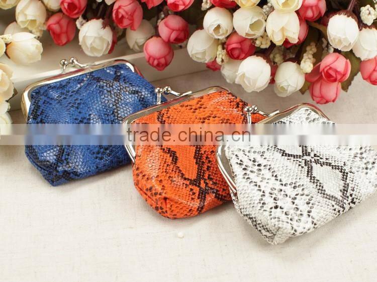 Snake Skin Printed Leather Clasp Purse Coin Wallet