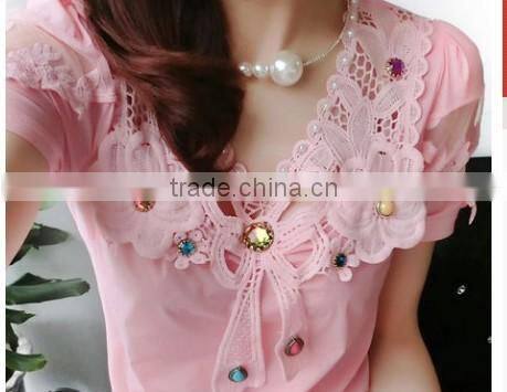 Embroidered Water Soluble Milk Fiber White Collar