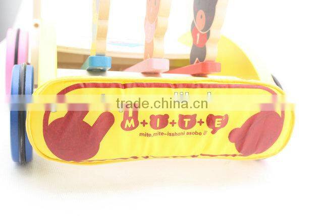 Height adjustable wooden baby walker