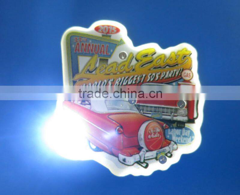 Round Shape Blinking LED light Badges for souvenir gifts
