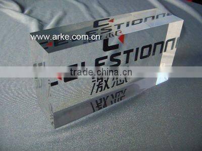 Acrylic clear paperweight with engraving letters