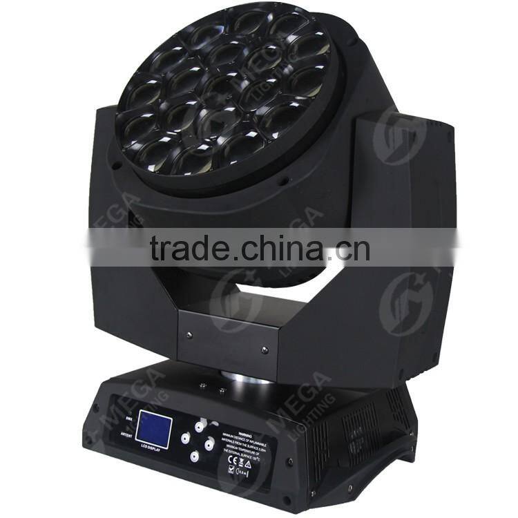 new design big bee eye 19x15w 4in1 rgbw led beam moving head lighting
