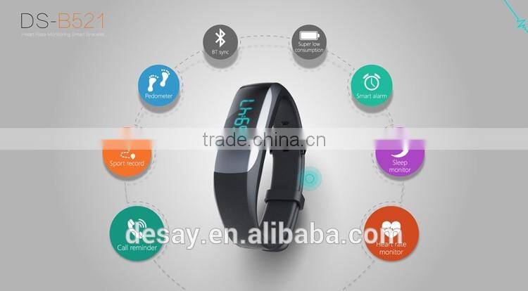 Desay Multi-function Pedometer Call/SMS DS-B521 Smart Band with Heart Rate for iOS 7.1 + Android 4.3 +