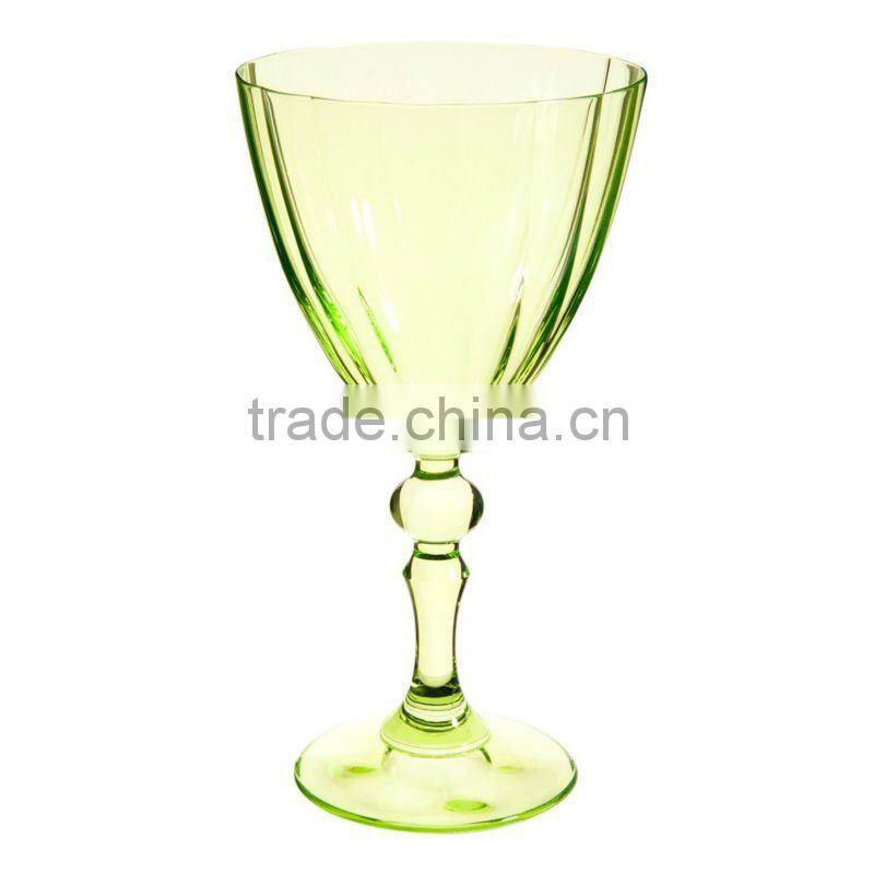 Elegent optic wine glass with green coloured