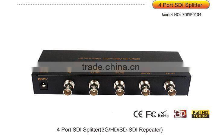 1080P Video Audio SD/HD/3G SDI Splitter 1 Input 4 Output