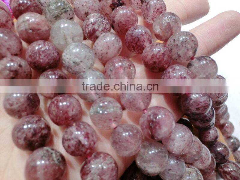 Center Drilled Polished Natural Strawberry Quartz Loose Round Beads 4mm ,6mm,8mm,10mm,12mm,16mm Round Beads for Bracelet Making
