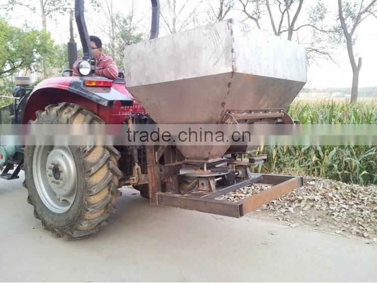 Agricultural tractor mounted broadcast sower