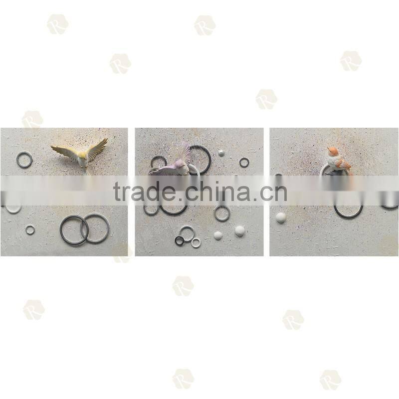 3d Oil Painting On Canvas with happy birds home decor resin relief painting