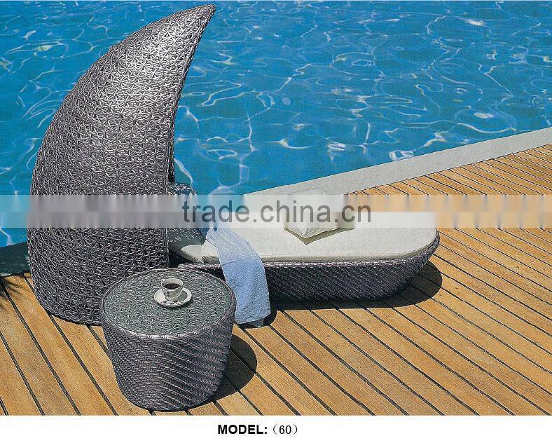 Modern PE wicker beach sunbed