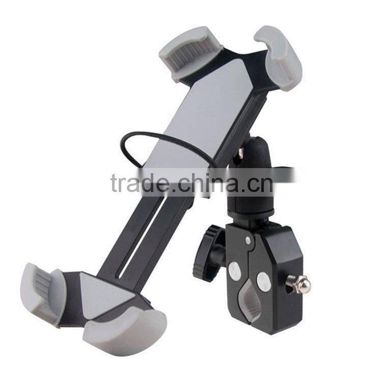 Never Fall Down Metal Universal Smart Phone Golf Cart Stroller Scooter Bike Mount for 3.5-5.5" Phone Bicycle Holder with Strip