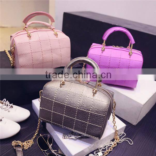 Europe Luxury ladies PU tote bags with metal shoulder strap