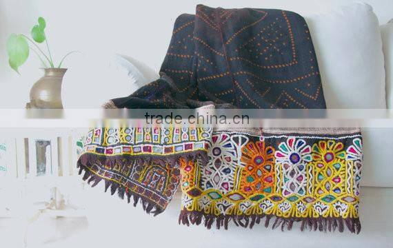 Handmade Woollen Rabari Throw Vintage Rabari Shawl Gypsy Kutch Rabari Shawl