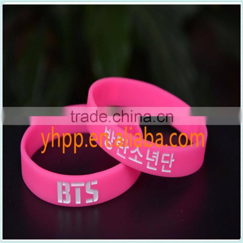 Custom KPOP BTS Bangtan Boys ARMY Silicone Debosssed Wristband Bracelet