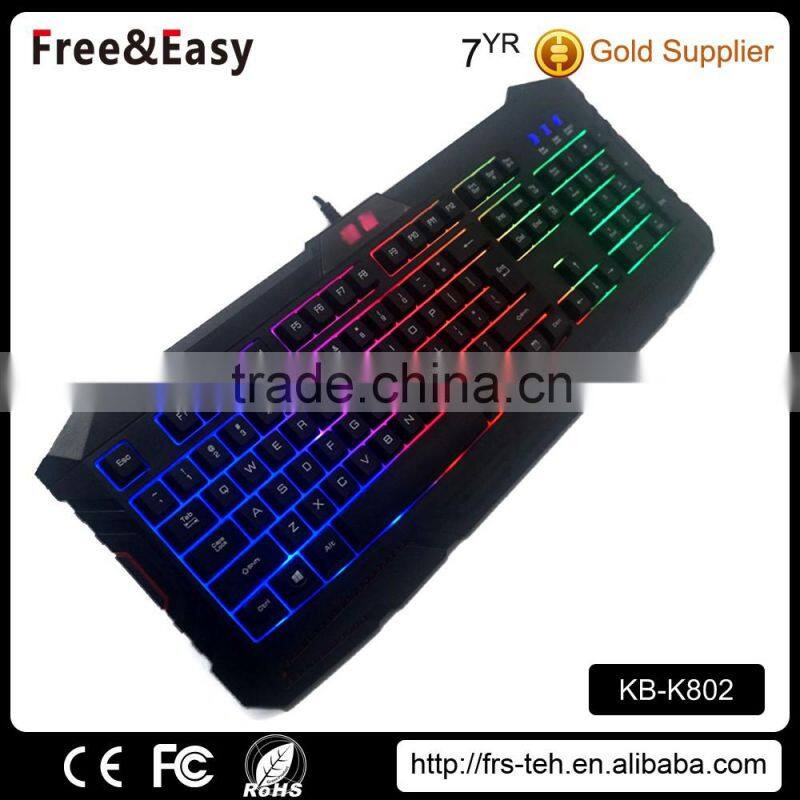 Wholesale seven color backlit gaming wired keyboard for desktop/ laptop