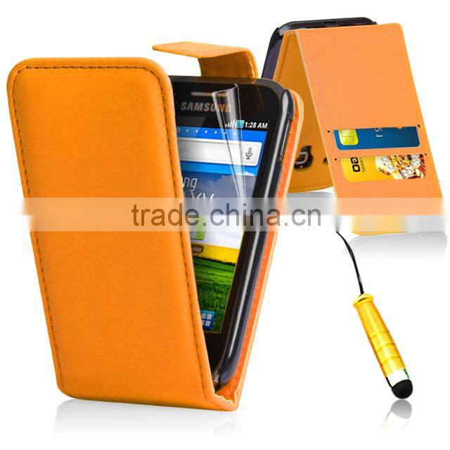 Set Screen Protector Stylus And Case For Samsung Galaxy Ace S5830 , Dark Blue Leather Wallet Shenzhen Phone Case