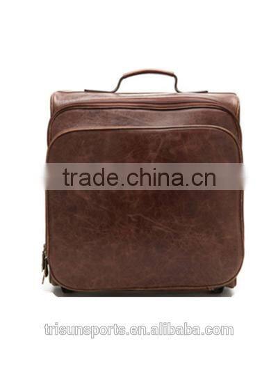 2016 Hot selling mens leather rolling duffel suitcase bag for short traveling