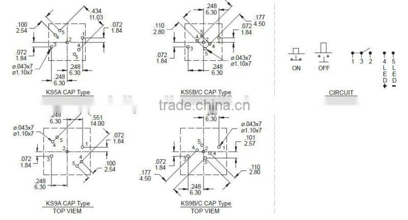 key switch LED 19X19 Tact switch LED Illuminated Switch