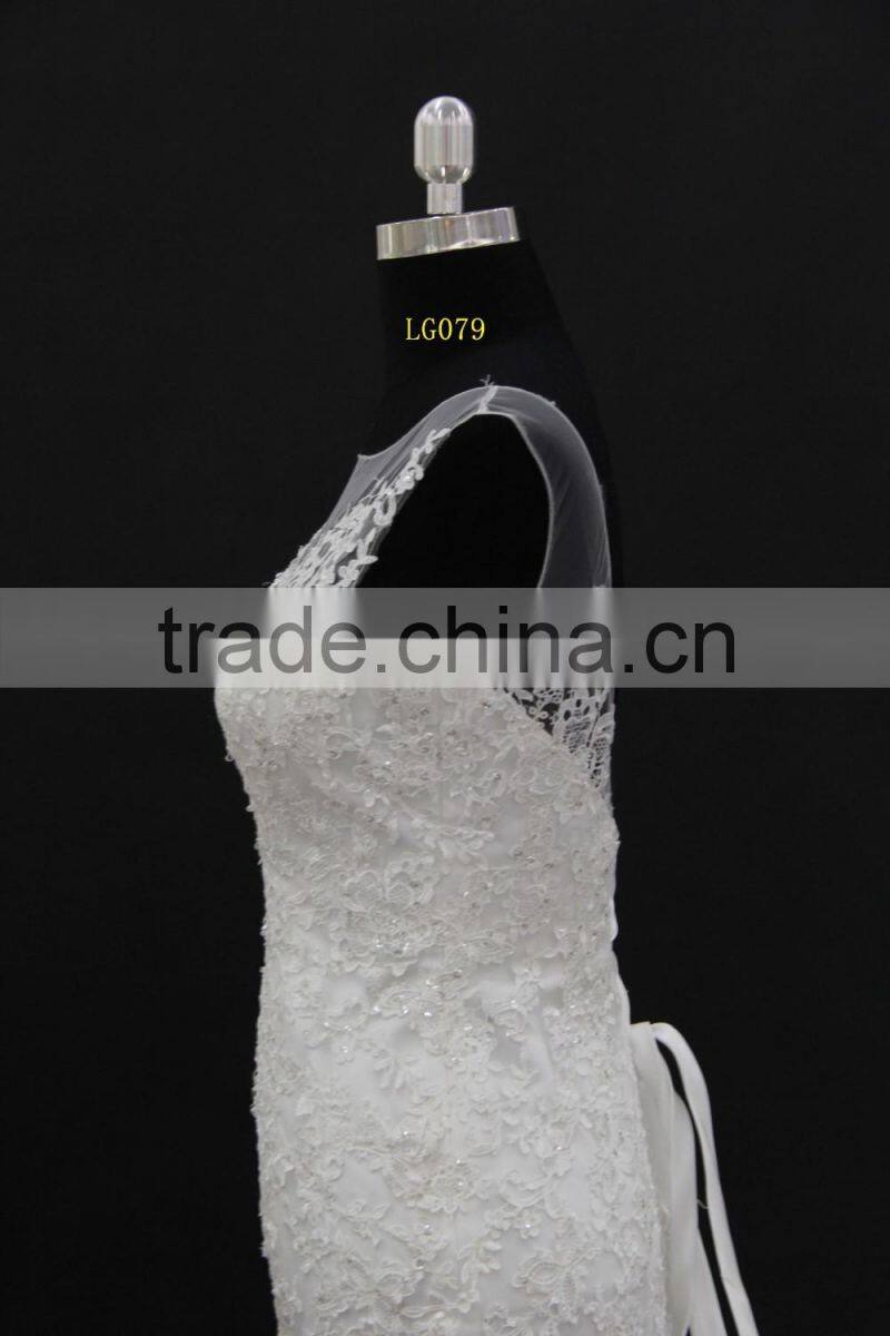 Best selling Alibaba wedding gown sexy low back lace up back sleeveless mermaid wedding dress