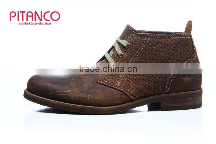 Crazy horse leather lace-up mens engineer boots