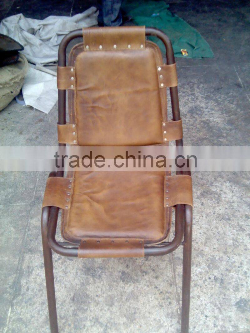 INDUSTRIAL LEATHER METAL FRAME CHAIR , HURRY LEATHER DINING CHAIR