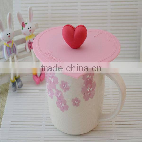 lovely heart shape,silicone lids for cups,coffee cups silicone lid,silicone coffee cup cover ,silicone mug cover