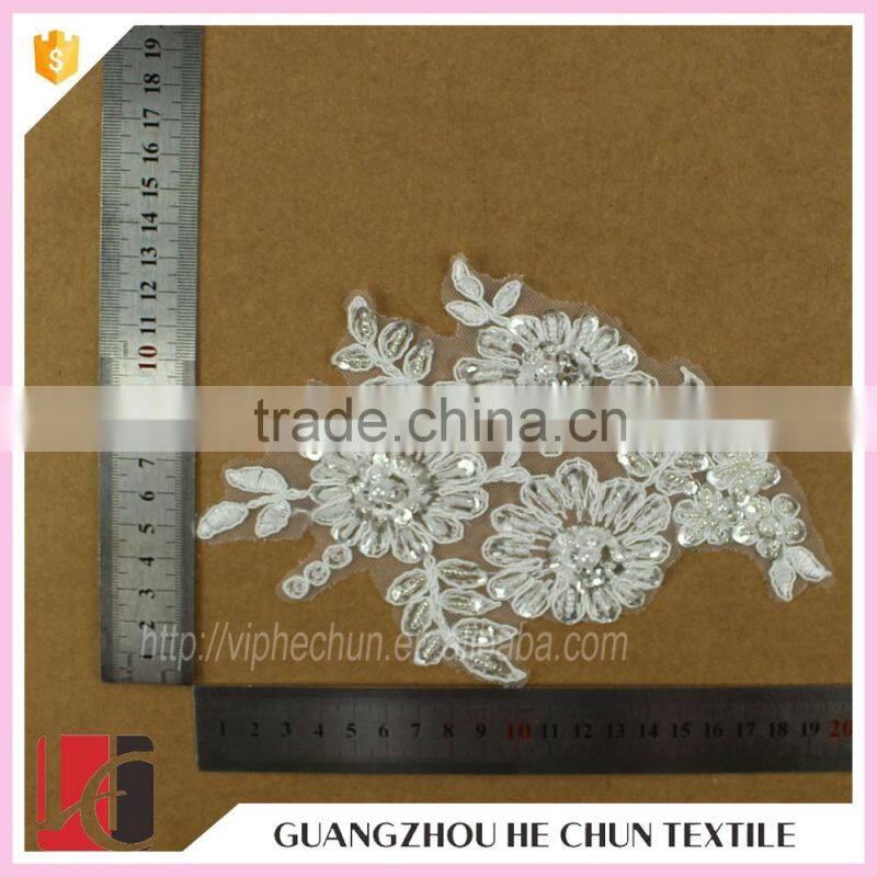 HC-2751-1 Hechun 3D Clear Bead Custom Wholesale Sequin Bridal Applique