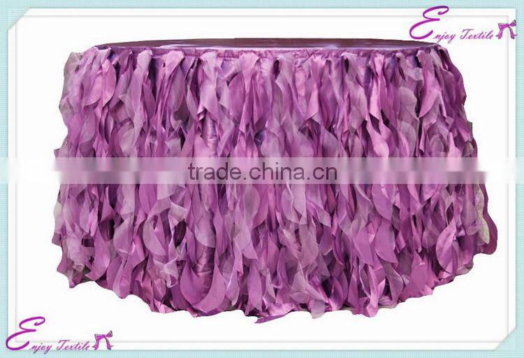 YHK#49 curly table skirt - polyester banquet wedding wholesale chair cover sash table cloth skirt linen