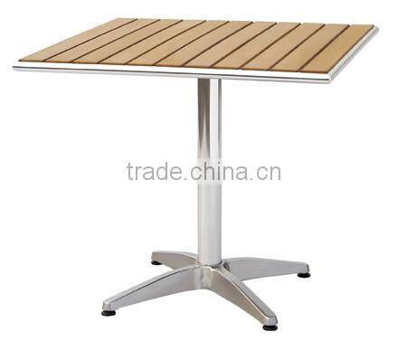 Aluminum plastic wood table for dining or leisure use