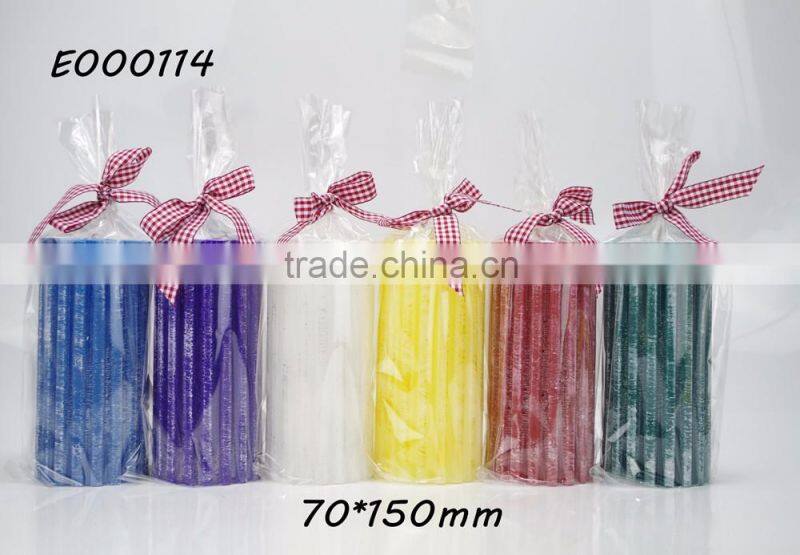Home used no fragrance and coloured taper pillar shaped New Year decorative candle