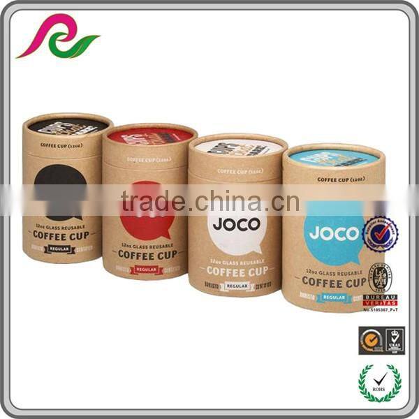 Custom round kraft paper box with printing for coffee cup packing