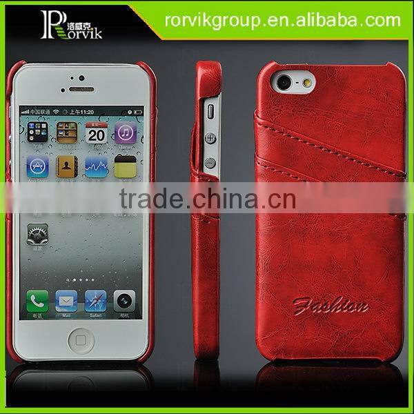 Premium PU Leather Surface Coated Non Slip Slim Fit PC Back Hard Case Cover for iPhone SE 5S 5