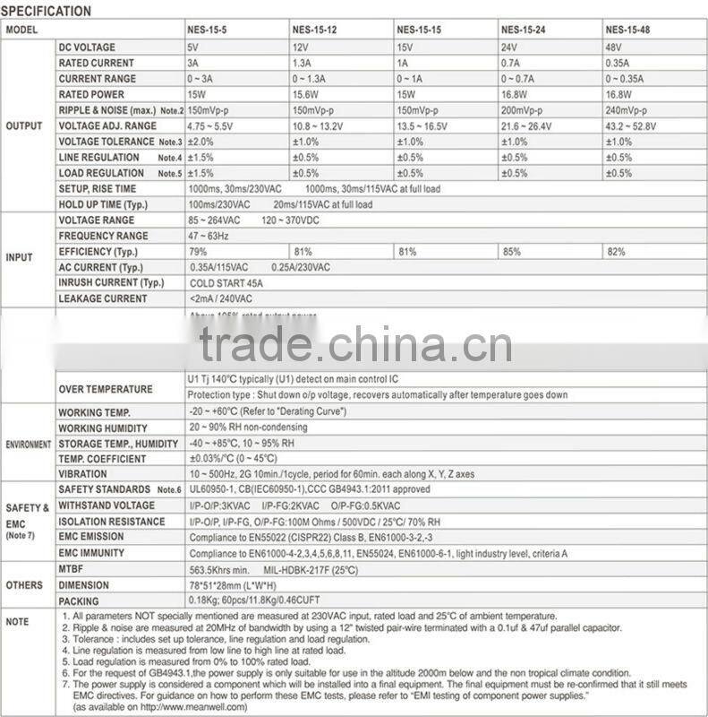 NES-15-48 Nes Series Power Supply 48v converter