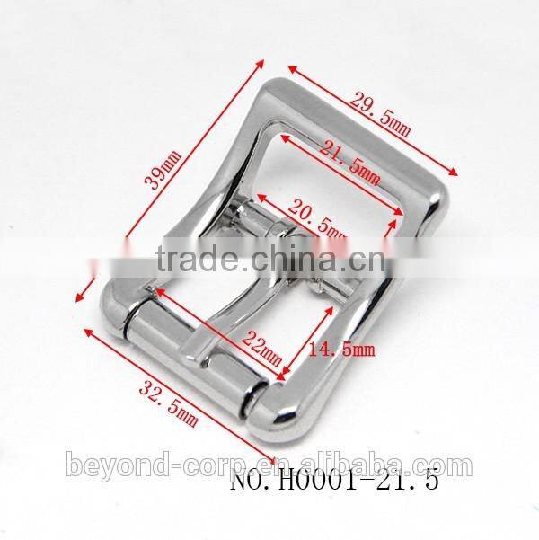 Good quality handbag buckle with roller shiny chrome finish roller buckle tri-flide buckle with roller