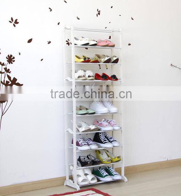 hot selling white color 10 tiers folding shoe rack