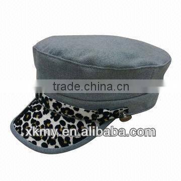 women's military hats with Leopard grain design