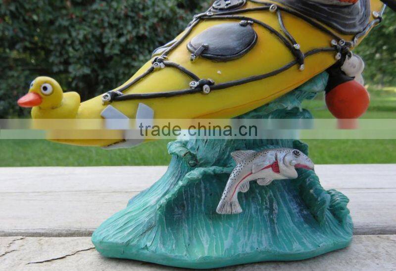 Kayak river rafting collectible 12 inch poly-resin figurine by Warren Stratford