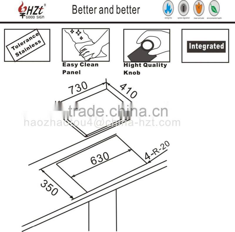 Morden Style brass burner corner 3 burner gas hob