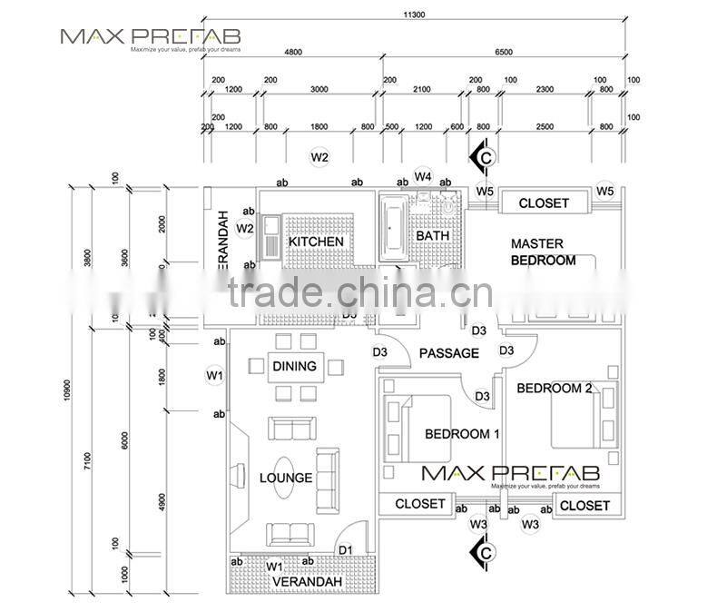 Light Steel Structure PVC Prefabricated House price for sale