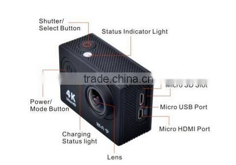 4K 30fps action camera sport cam mini Vedio camera 1080P Ultra HD 170 HD Wide Angle Fish-eye Lens