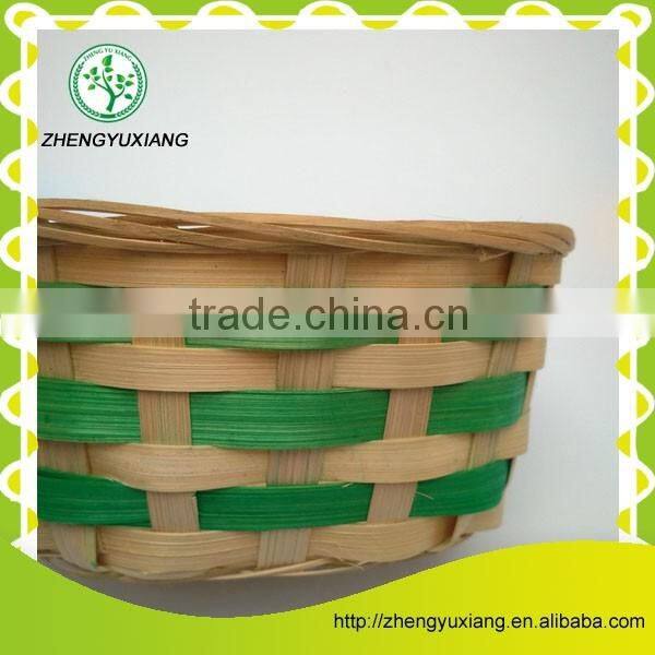 Green bamboo chip woven storage basket
