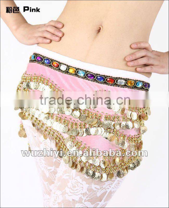 Beaded golden coin velvet belly dance hip belts YL063