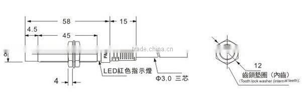 M8 F&C F3C-08KN02 Series Inductive Proximity Sensor, 2 Years warranty, 360 Degree LED View, NON-Flush 12~24VDC Sensor