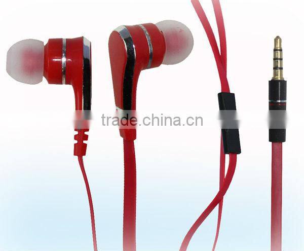 Flat cable fashion earphone for iPhone/Sony/Samsung mobile phones