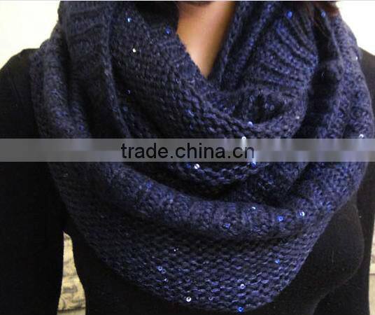 2013 fashion latest design ladies snood glitter scarf