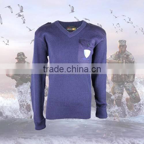 Navy Blue Camouflage Wool Sweater for Army
