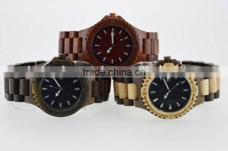 Handcraft Ebony Wooden Quartz Watch with customized logo
